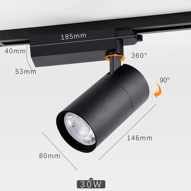 lampe led sur rail avec tige de suspension réglable en aluminium - vue 2 sur 6
