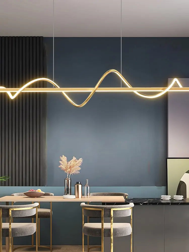 lustre nordique créatif simple irrégulier led pour restaurant - vue 4 sur 5