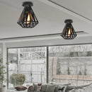 suspension industrielle vintage cage fer art diamant led