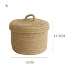 Cosmetics Storage Box, Jute Woven Basket, Tabletop Key, Remote Control Container, Snack Case with Cover Organizer, ECO Friendly