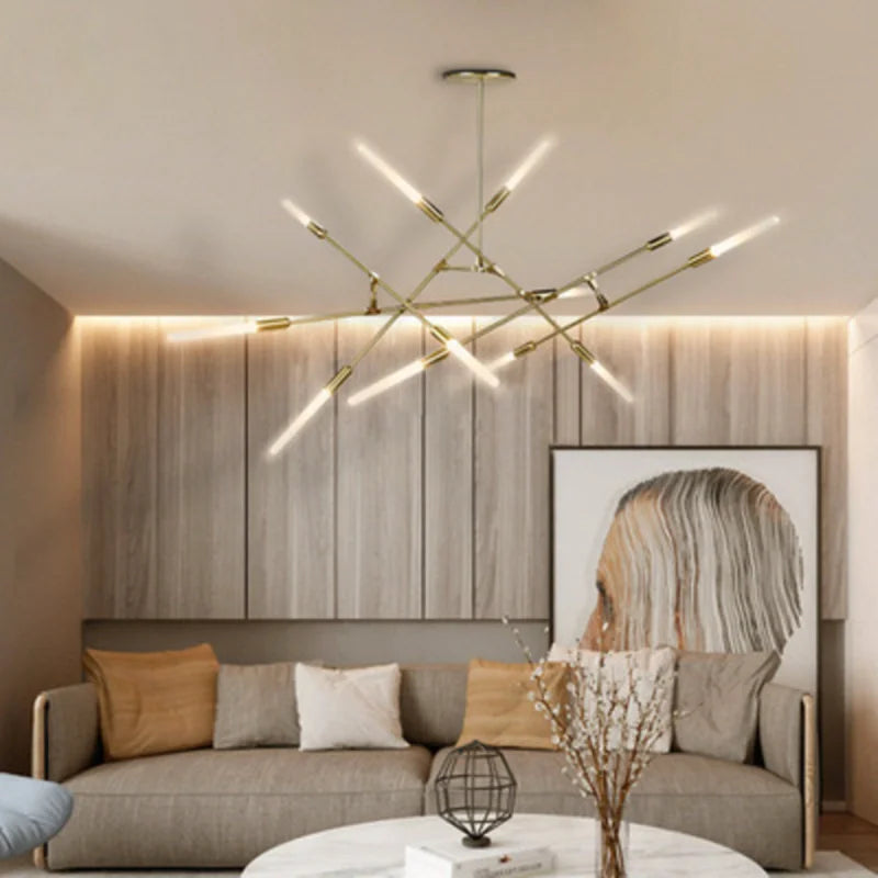 Design-Kronleuchter mit mehreren Köpfen aus Eisen für moderne Beleuchtung - vue 3 sur 6