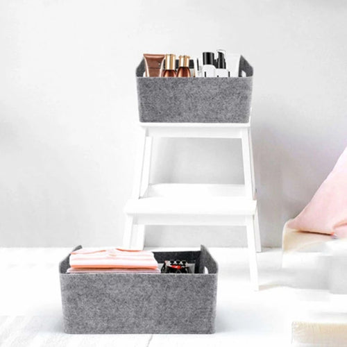 HOT-2Pcs Felt Storage Basket/Bin with Handles, Collapsible & Convenient Storage Solution - vue 7 sur 7