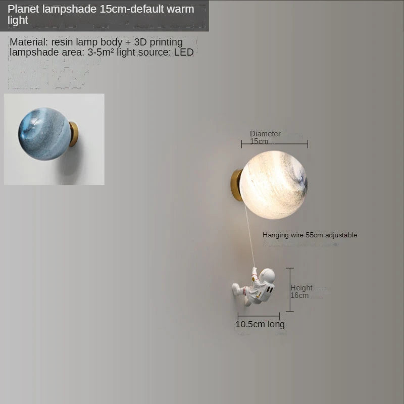 Astronauten-Wandleuchte Kinder 3D Mond Dekorativ Nachttisch - vue 16 sur 18