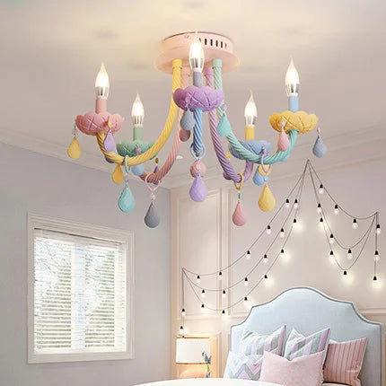 Plafonnier coloré pour enfants lustre moderne Fort chambre d'enfants avec douilles E14/E12 Moe éclairage lampe pour enfants - vue 7 sur 9