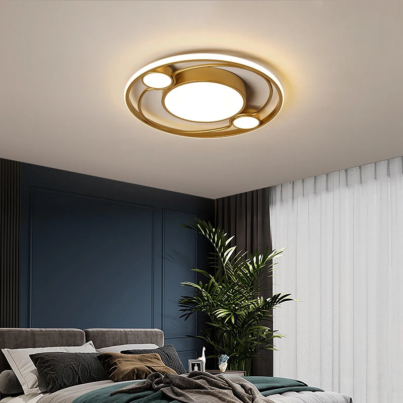 plafonnier rond or led avec télécommande pour toutes les pièces - vue 6 sur 8