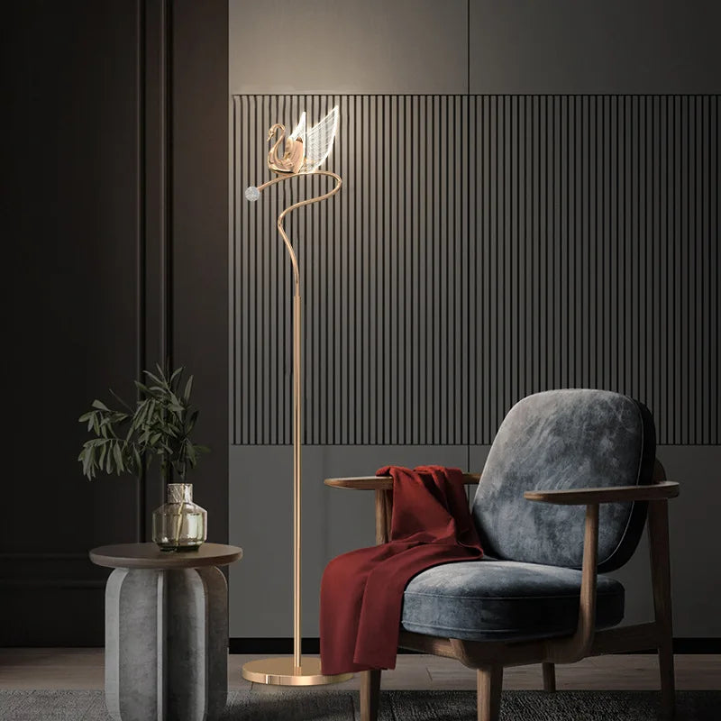 lampadaire nordique postmoderne luxe simple hôtel éclairage cygne - vue 4 sur 7