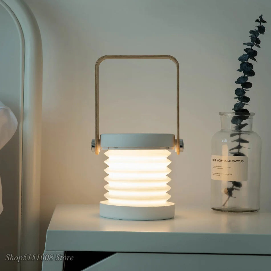 lampe de lecture pliable en bois avec veilleuse led usb - vue 5 sur 9