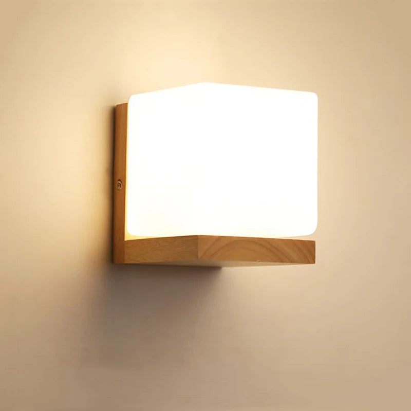 lampe de chevet led japonaise en bois massif créatif - vue 3 sur 8