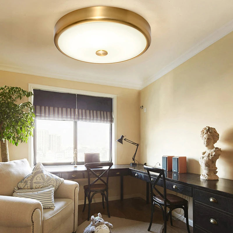 Plafonnier LED rond en verre au design moderne - vue 5 sur 11