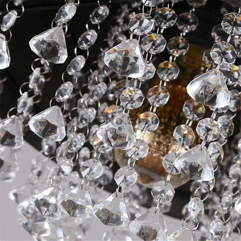 American style loft Vintage K9 crystal pendant light cover luxury lamp for Restaurant pendant lights,E27 Bulb - vue 4 sur 5