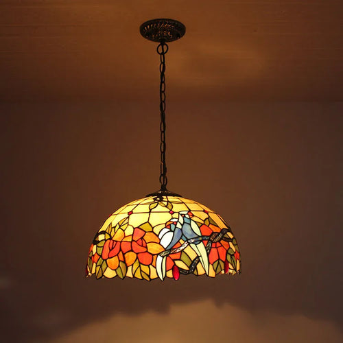 Kronleuchter im Retro-Stil aus farbigem Glas für Café und Restaurant - vue 3 sur 8