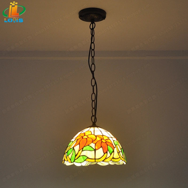lustre en bégonia américain style tiffany pour décoration intérieure - vue 4 sur 10