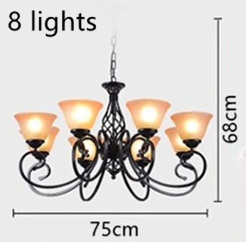 lustre vintage en fer style européen ampoule led traditionnel - vue 4 sur 6