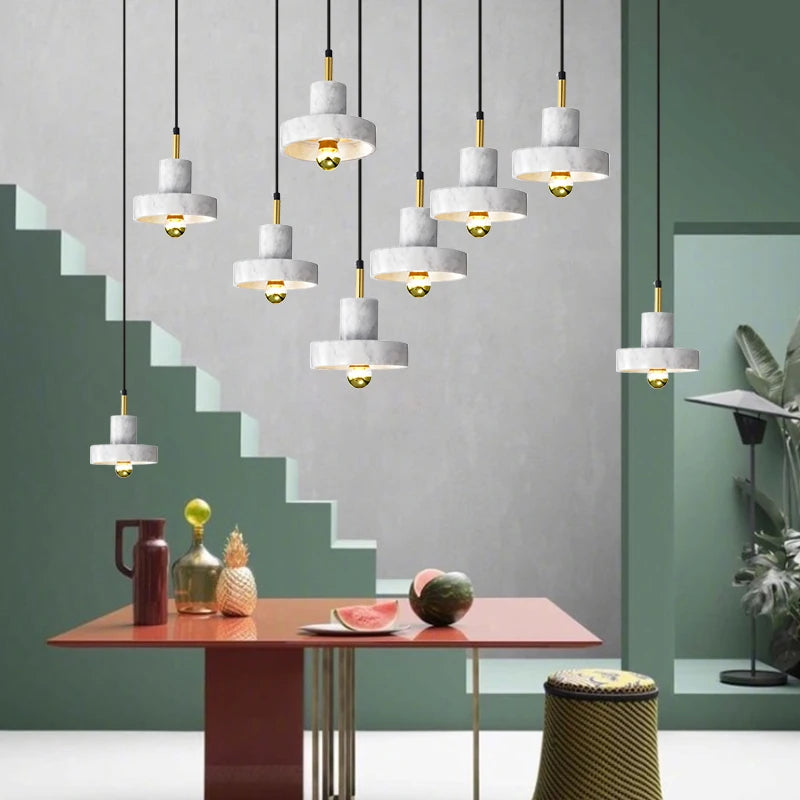Nordic marble chandeliers post-modern minimalist bar, living room, dining room, bedside decorative lamps and lanterns - vue 5 sur 12