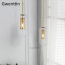 Moderne LED-Pendelleuchte aus goldenem Glas im nordischen Stil