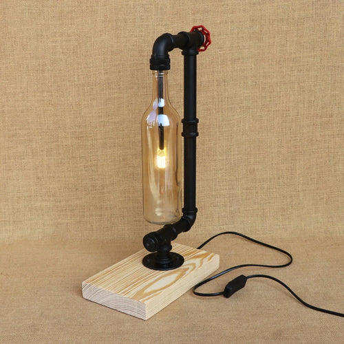lampe de bureau vintage industrielle avec abat-jour en bouteille