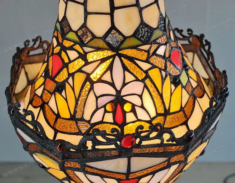 lustre en verre tiffany créatif rétro pour café bar escalier - vue 5 sur 6