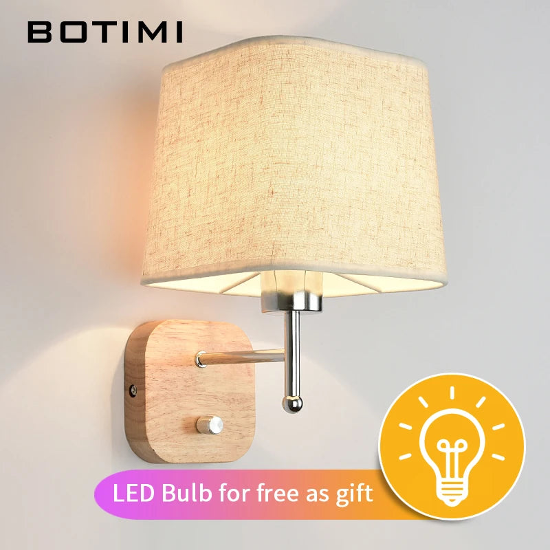 LED-Wandleuchte mit Stoff-Lampenschirm und Leseleuchte - vue 4 sur 9
