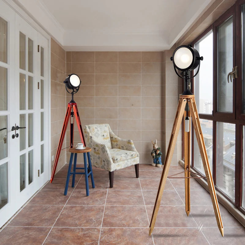 American style retro industrial wind, personality, creativity, bedroom, living room, study, Navy, modern three tripod floor lamp
