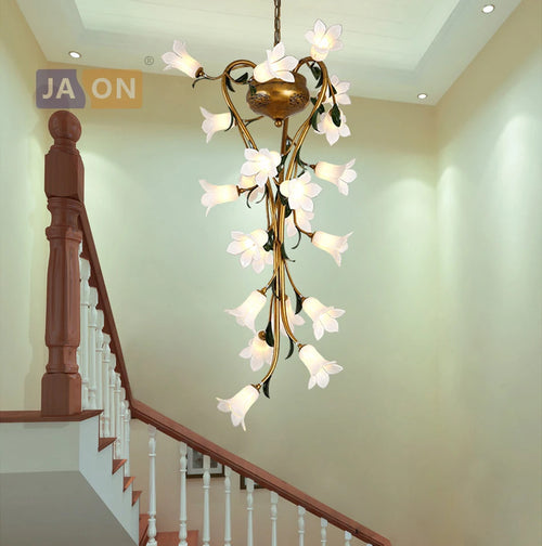 suspension en fer nordique avec verre lys tulipe camélia pour éclairage décoratif - vue 2 sur 12