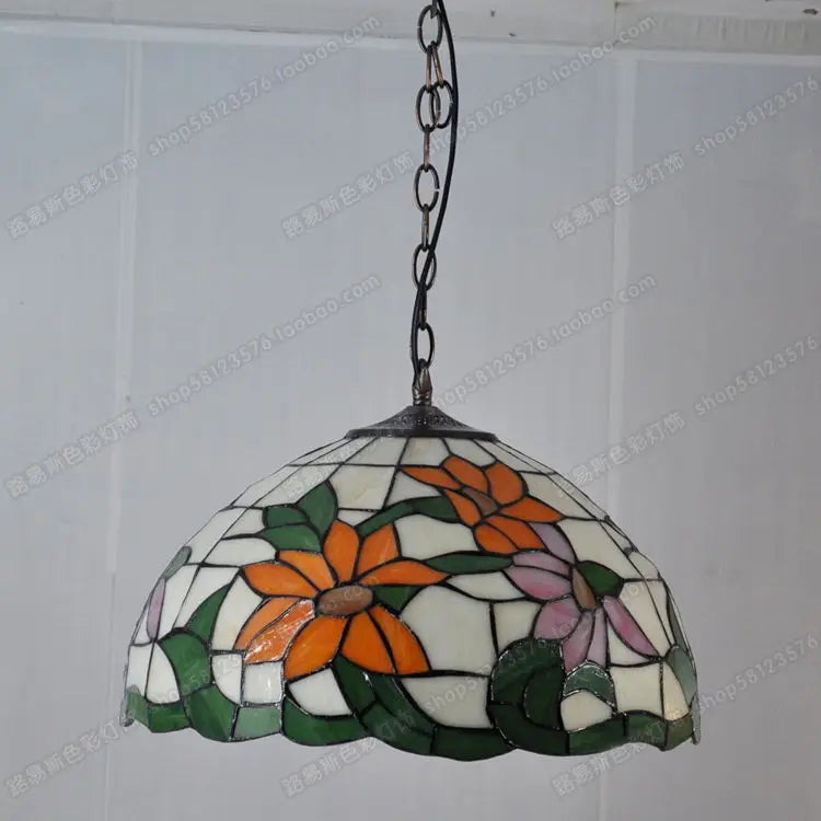 lustre en verre tournesol style américain éclairage campagne intérieur - vue 6 sur 5
