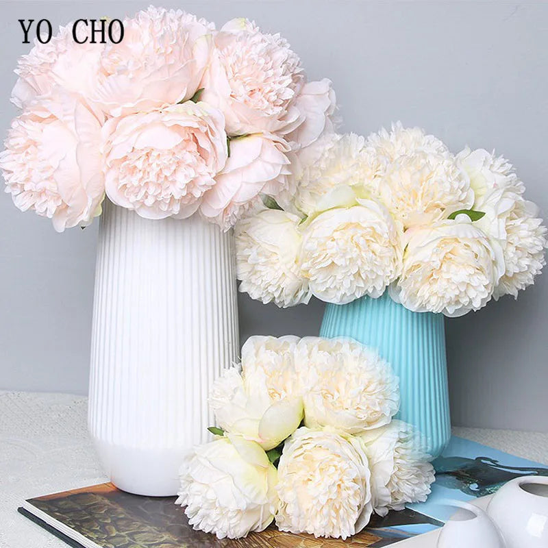 lot de 5 pivoines artificielles pour mariage et décoration intérieure