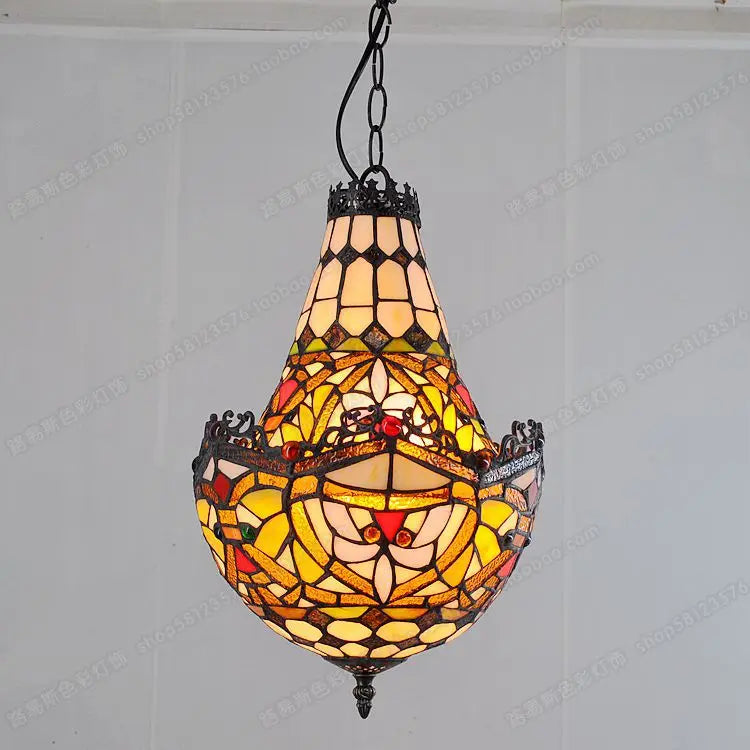 lustre en verre tiffany créatif rétro pour café bar escalier - vue 2 sur 6