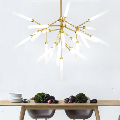 Lustre Simple arbre fourchette éclairage nordique créatif branche verre salon chambre Led Luminaria