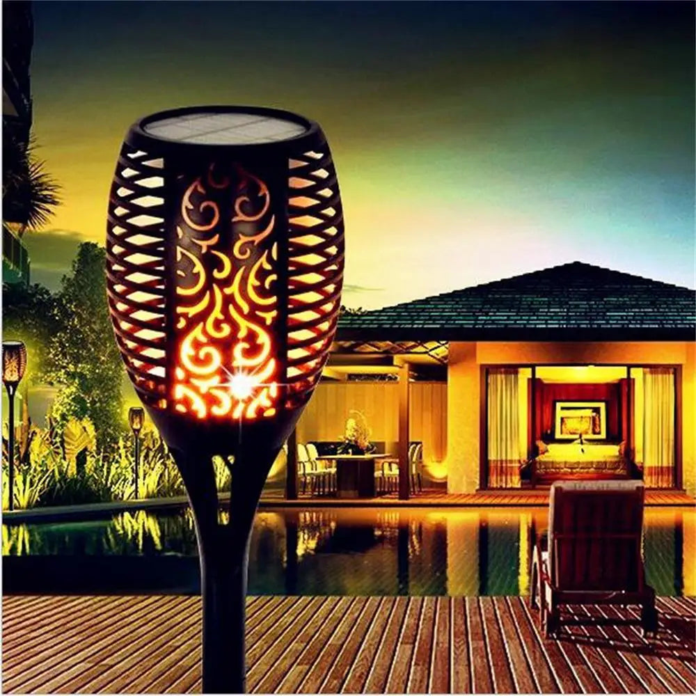lampe led solaire étanche pour décoration de jardin vacillante - vue 7 sur 6