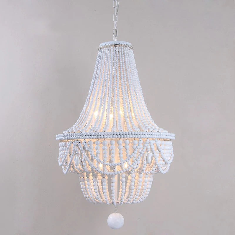 lustre à perles en bois pour décoration intérieure élégante - vue 5 sur 8
