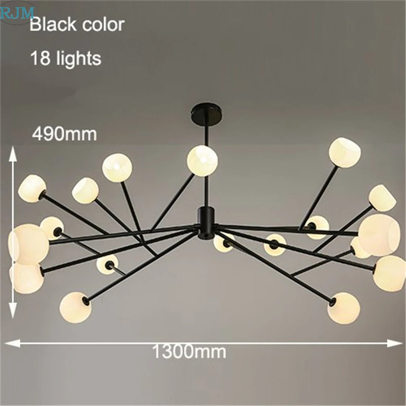 lustre design en métal doré et lampes en boules