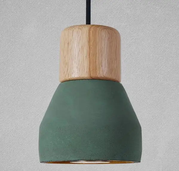 Pendelleuchte im nordischen Loft-Stil aus Holz und Zement, E27, 4 Farben, modern für Restaurant, Wohnzimmer, Café, Schlafzimmer, bunte Dekoration - vue 8 sur 10