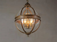 Vintage-Pendelleuchte Globe aus Schmiedeeisen mit Glasschirm