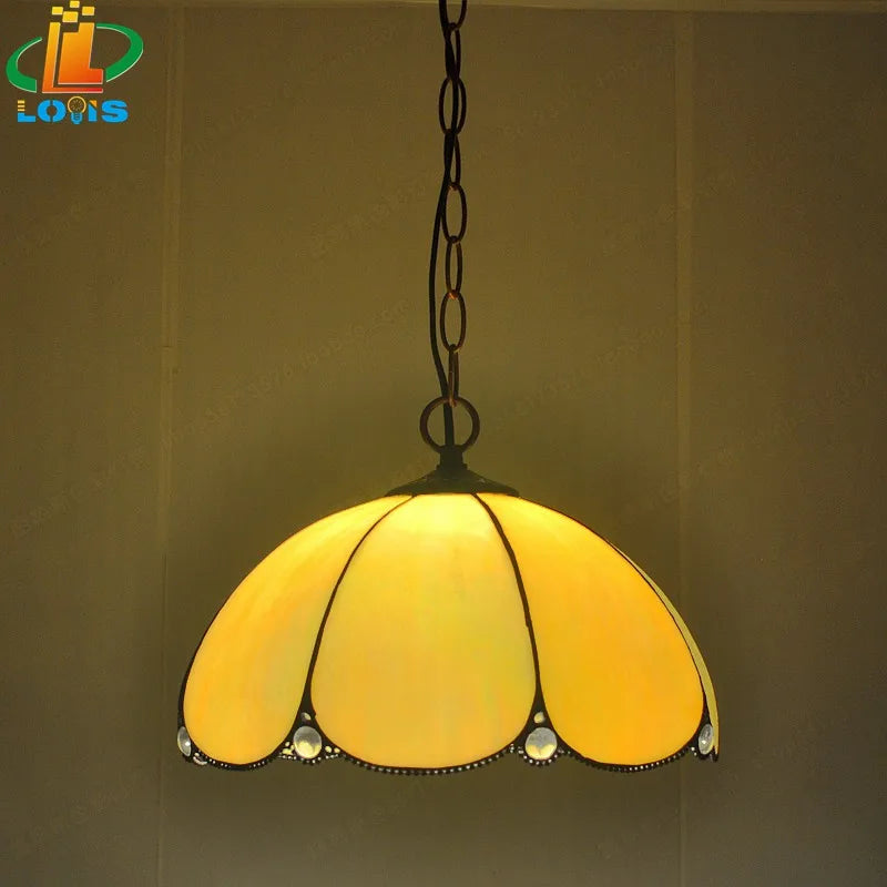 Kronleuchter aus laminiertem Glas im europäischen Retro-Stil mit einfacher Lichtquelle - vue 3 sur 6