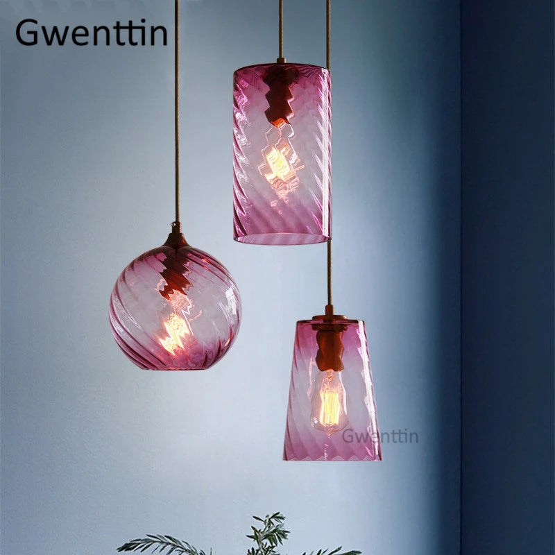 suspension moderne en verre teinté pour décoration intérieure - vue 4 sur 22