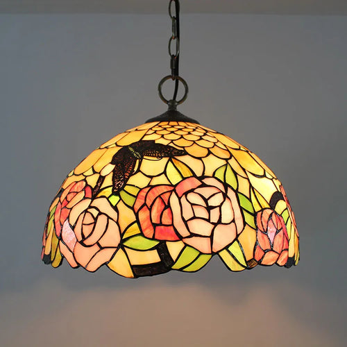 Kronleuchter im Retro-Stil aus farbigem Glas für Café und Restaurant - vue 9 sur 8