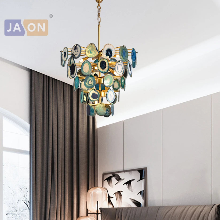 Design-Pendelleuchte aus Eisen und Achat für moderne Innenräume - vue 4 sur 12