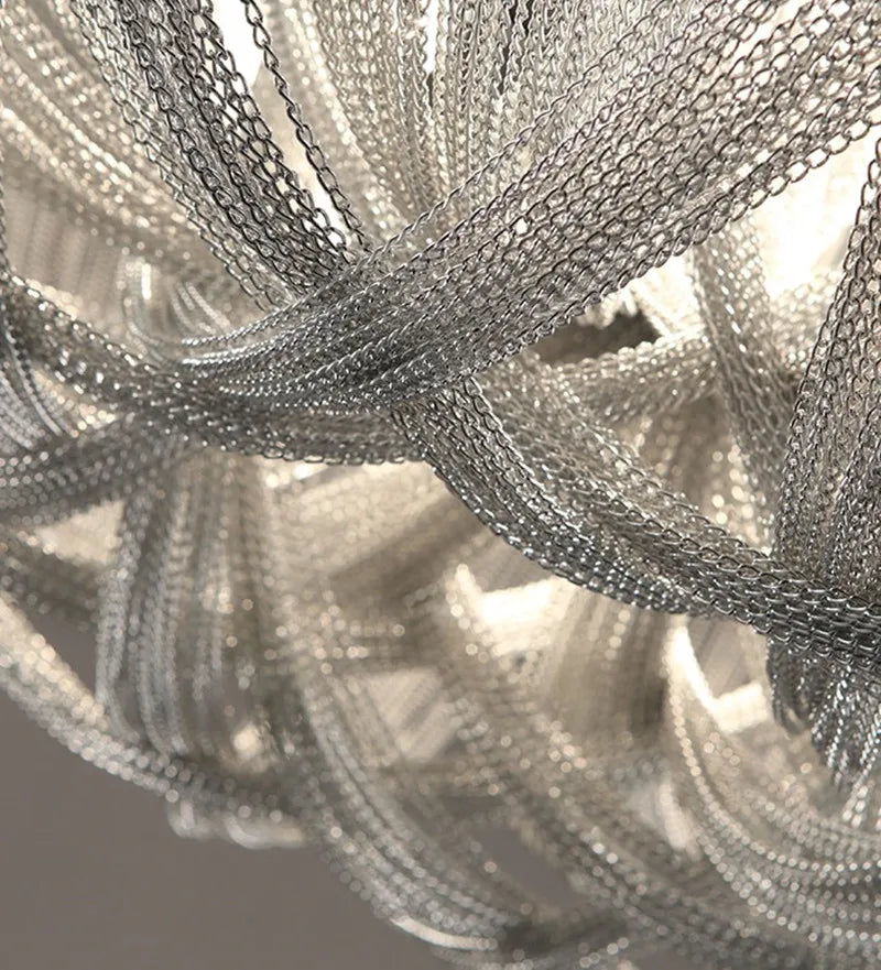 Plafonnier luxueux en aluminium avec pampilles et ampoule LED - vue 5 sur 6