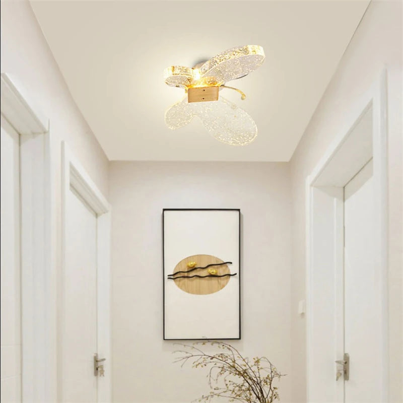 applique murale moderne en forme de bulle de cristal et papillon - vue 5 sur 6