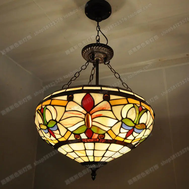 lustre rétro style européen lampes tiffany pour décoration intérieure - vue 3 sur 6