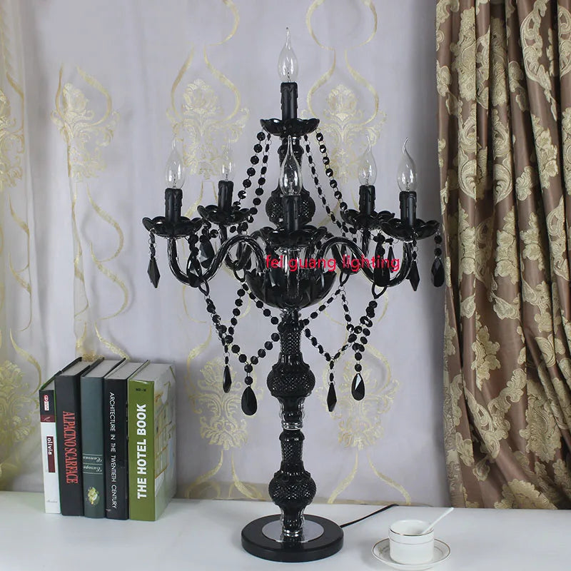 lampe à poser luxe en cristal noir pour un éclairage créatif et romantique - vue 4 sur 7