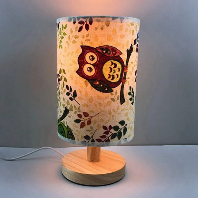 lampe de bureau led minimaliste moderne en tissu et bois usb - vue 4 sur 9