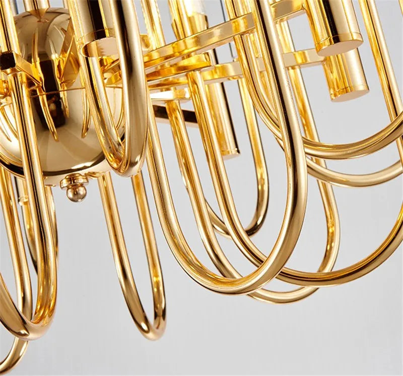 lustre moderne en métal doré et acrylique pour intérieur élégant - vue 6 sur 6