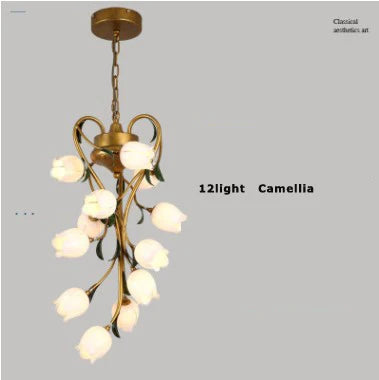 suspension en fer nordique avec verre lys tulipe camélia pour éclairage décoratif - vue 12 sur 12