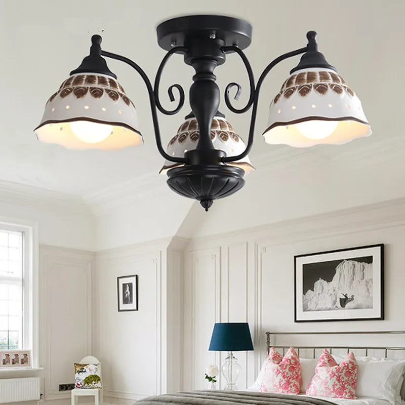 plafonnier en céramique style européen ambiance rétro pour intérieur - vue 7 sur 9