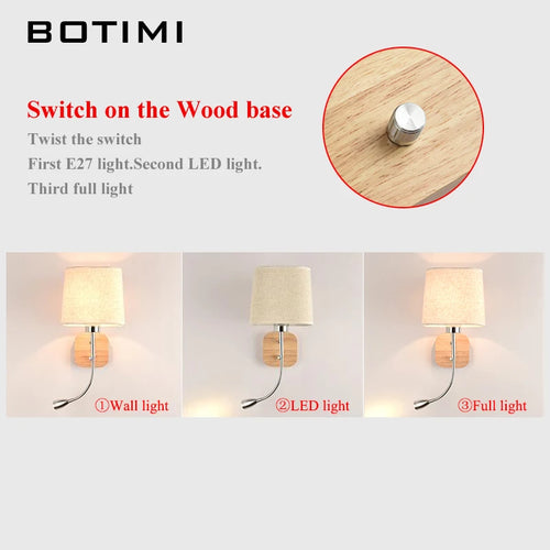 LED-Wandleuchte mit Stoff-Lampenschirm und Leseleuchte - vue 6 sur 9