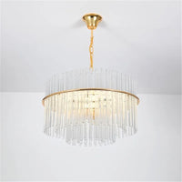 lustre en cristal design nordique tige en verre métal doré