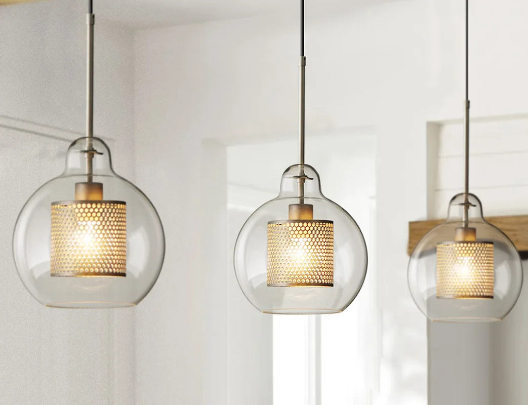 lustre en boule de verre industriel rétro pour loft hôtel restaurant - vue 5 sur 18