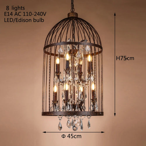 lustre vintage en fer forgé style empire cristal