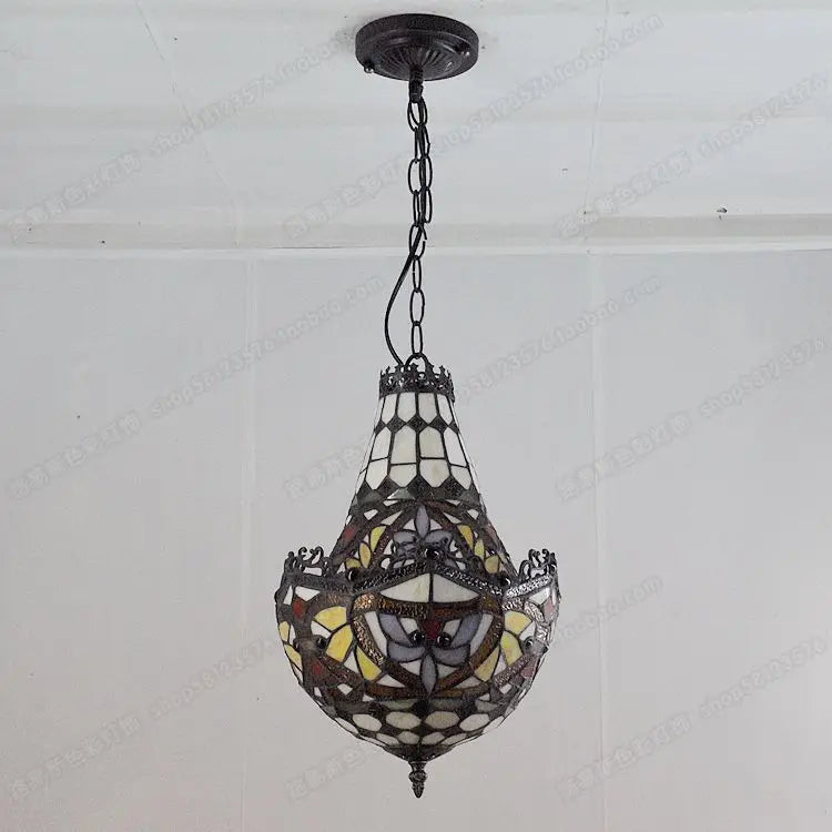 lustre en verre tiffany créatif rétro pour café bar escalier - vue 4 sur 6